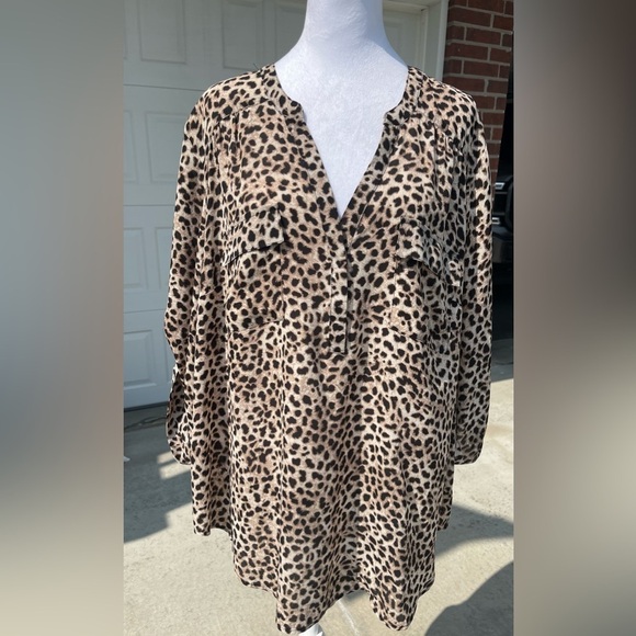 torrid Tops - Torrid Leopard Print Brown Black Blouse Top, Size 3X